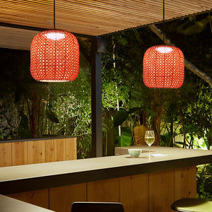 Reba Outdoor Drum Lattice Pendant Light - Vorrenne