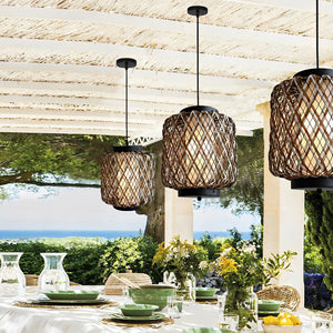 Ovar Outdoor Lattice Drum Pendant Light - Vorrenne