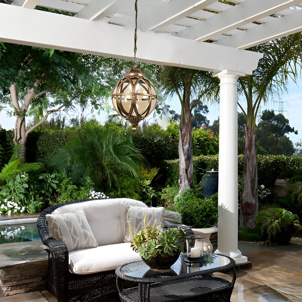 Jiza Outdoor Globe Cage Pendant Light - Vorrenne
