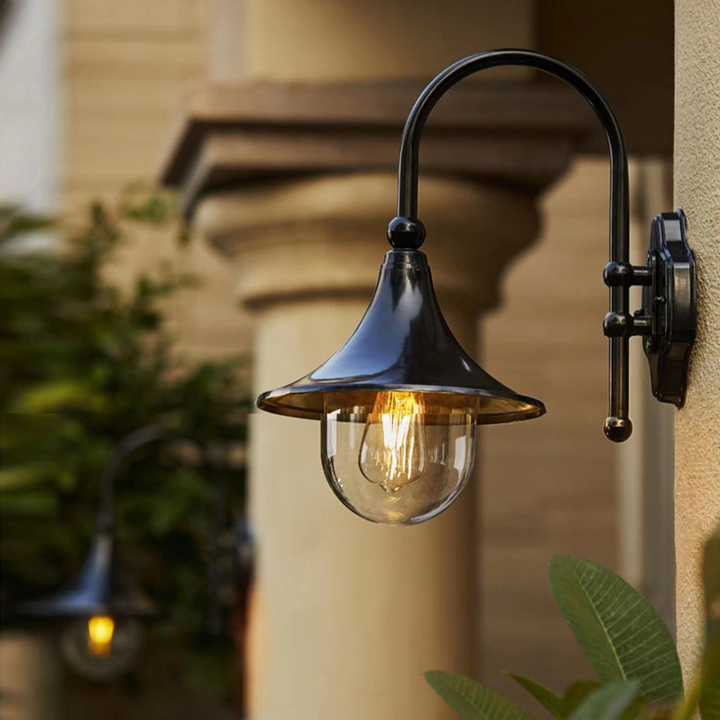 Reza Swan Neck Conical Exterior Wall Light - Vorrenne