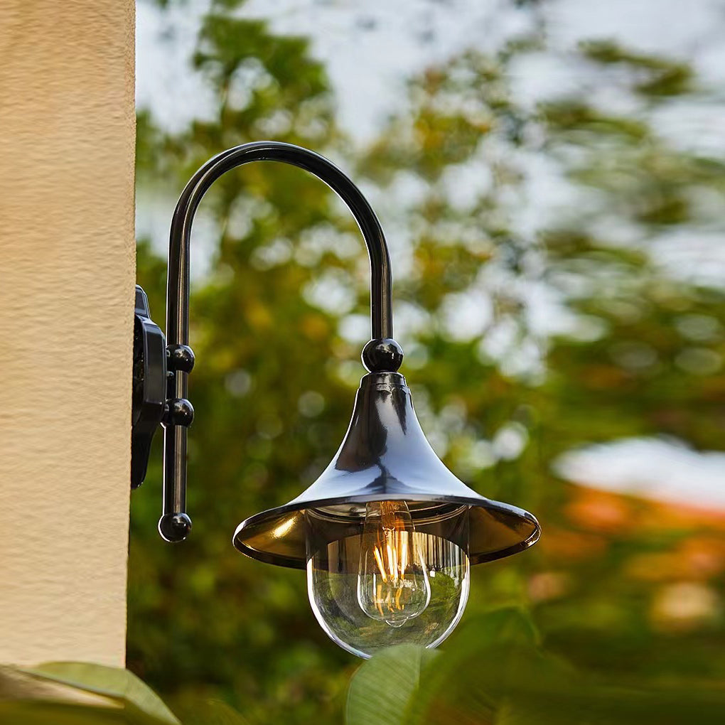 Reza Swan Neck Conical Exterior Wall Light - Vorrenne