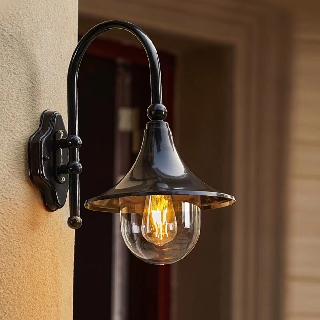 Reza Swan Neck Conical Exterior Wall Light - Vorrenne