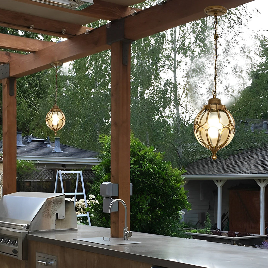 Eson Globe Caged Outdoor Pendant Light - Vorrenne