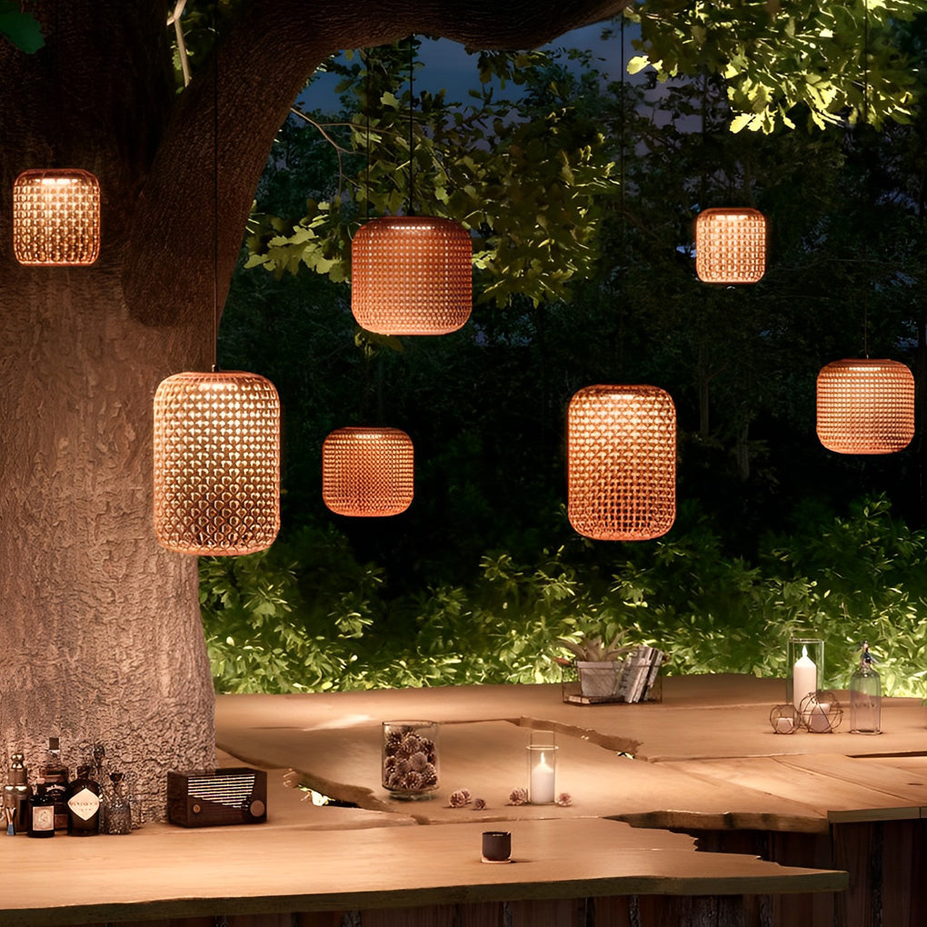 Reba Outdoor Drum Lattice Pendant Light - Vorrenne