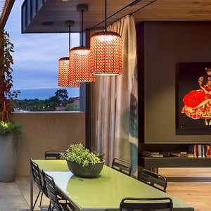 Reba Outdoor Drum Lattice Pendant Light - Vorrenne
