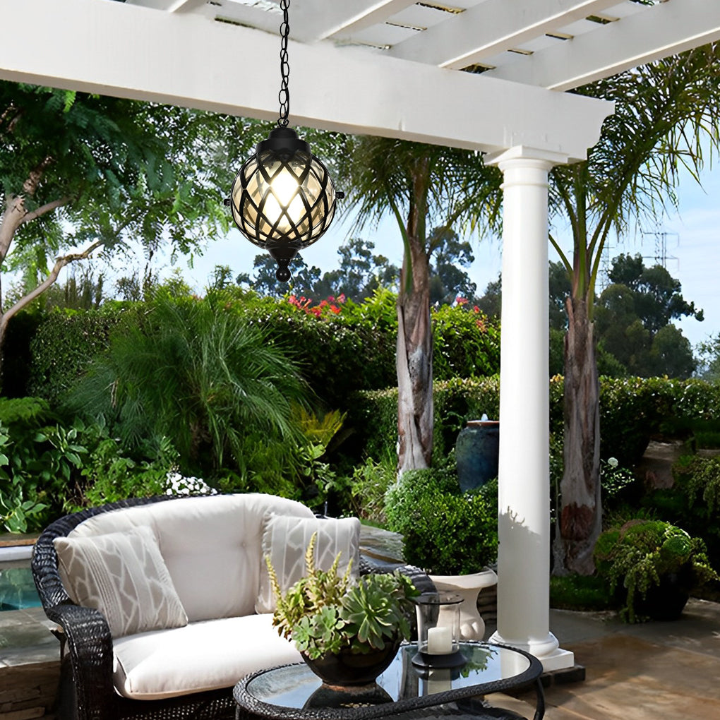 Bery Outdoor Lattice Globe Pendant Light - Vorrenne