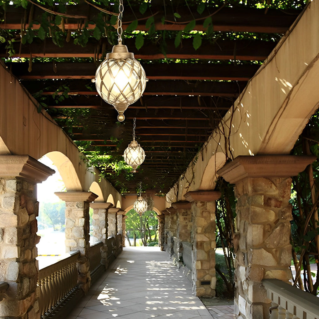 Bery Outdoor Lattice Globe Pendant Light - Vorrenne