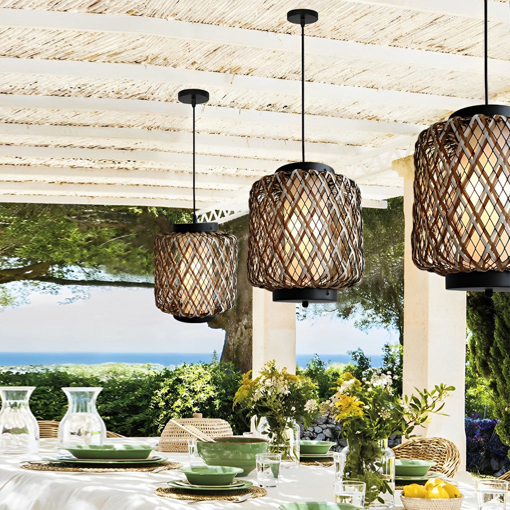 Ovar Outdoor Lattice Drum Pendant Light - Vorrenne