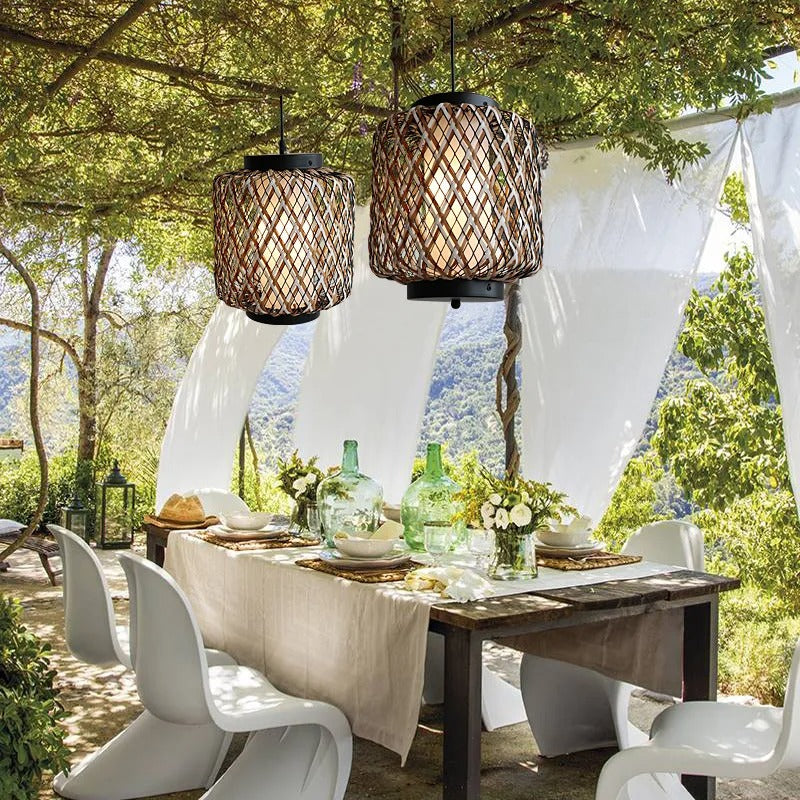 Ovar Outdoor Lattice Drum Pendant Light - Vorrenne